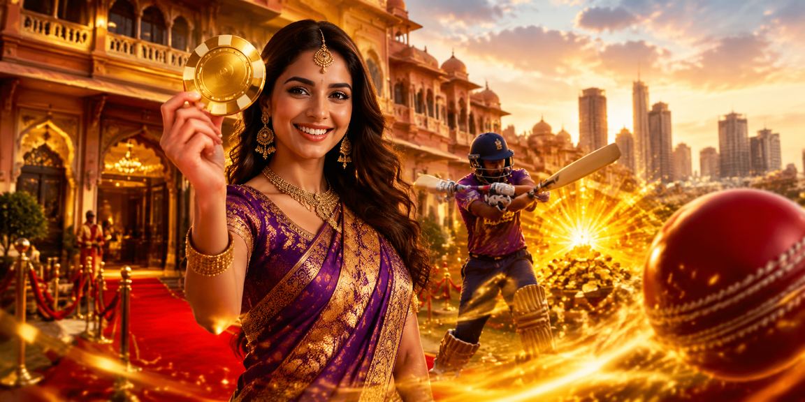 India cricket betting atmosphere with red and gold colors
